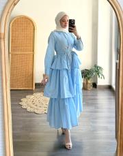 çizgili kat kat elbise