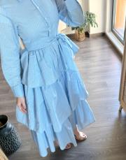 çizgili kat kat elbise 2