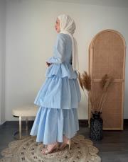 çizgili kat kat elbise 3