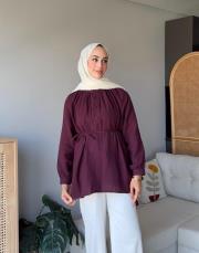 kuşaklı müslin gömlek