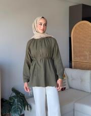 kuşaklı müslin gömlek