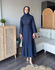 kemerli keten elbise 2