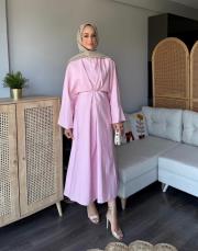 bağcıklı kupra elbise