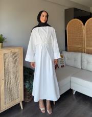 bağcıklı kupra elbise