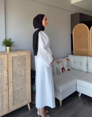 bağcıklı kupra elbise 2