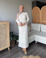 zikzak desen file elbise