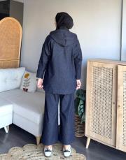 kapşonlu jean takım 4