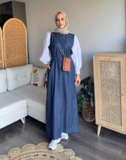 gömlekli jean elbise