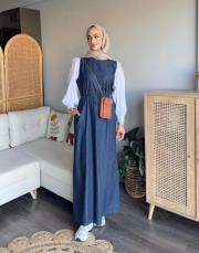 gömlekli jean elbise 2