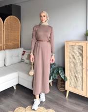 düğmeli merserize elbise 2