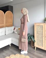 düğmeli merserize elbise 3