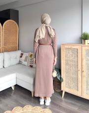 düğmeli merserize elbise 4