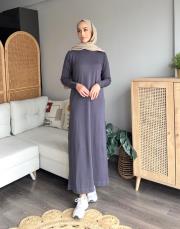 düğmeli merserize elbise