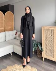 düğmeli merserize elbise 2