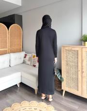 düğmeli merserize elbise 3