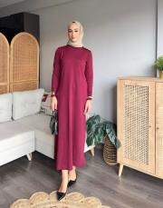 düğmeli merserize elbise