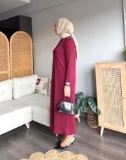 düğmeli merserize elbise 2